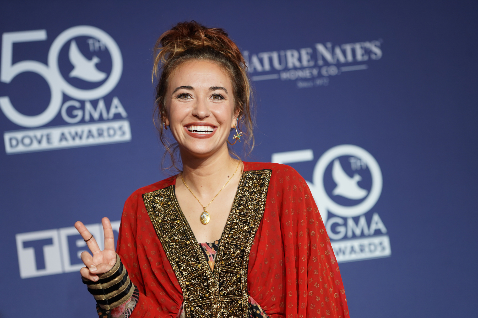 Singer Lauren Daigle Walk the Red Carpet at the 50th GMA Dove Awards at Linbscome University in Nashville, Tennessee on October 15, 2019. Photo Credit: Marty Jean-Louis