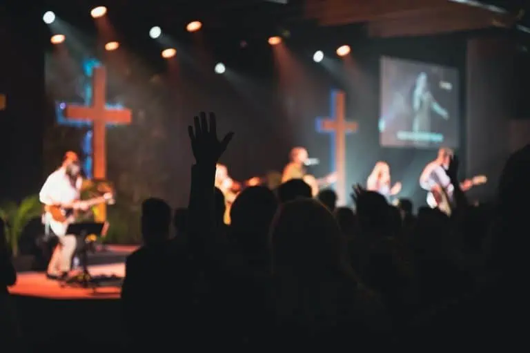 Church worship band on stage playing the best guitars for worship